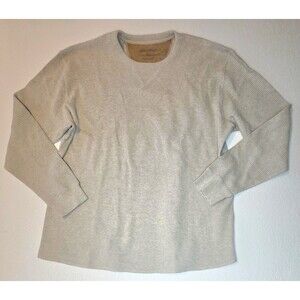 Eddie Bauer Mens XL Thermal Shirt Tan Beige Waffle Knit Long Sleeve Crewneck